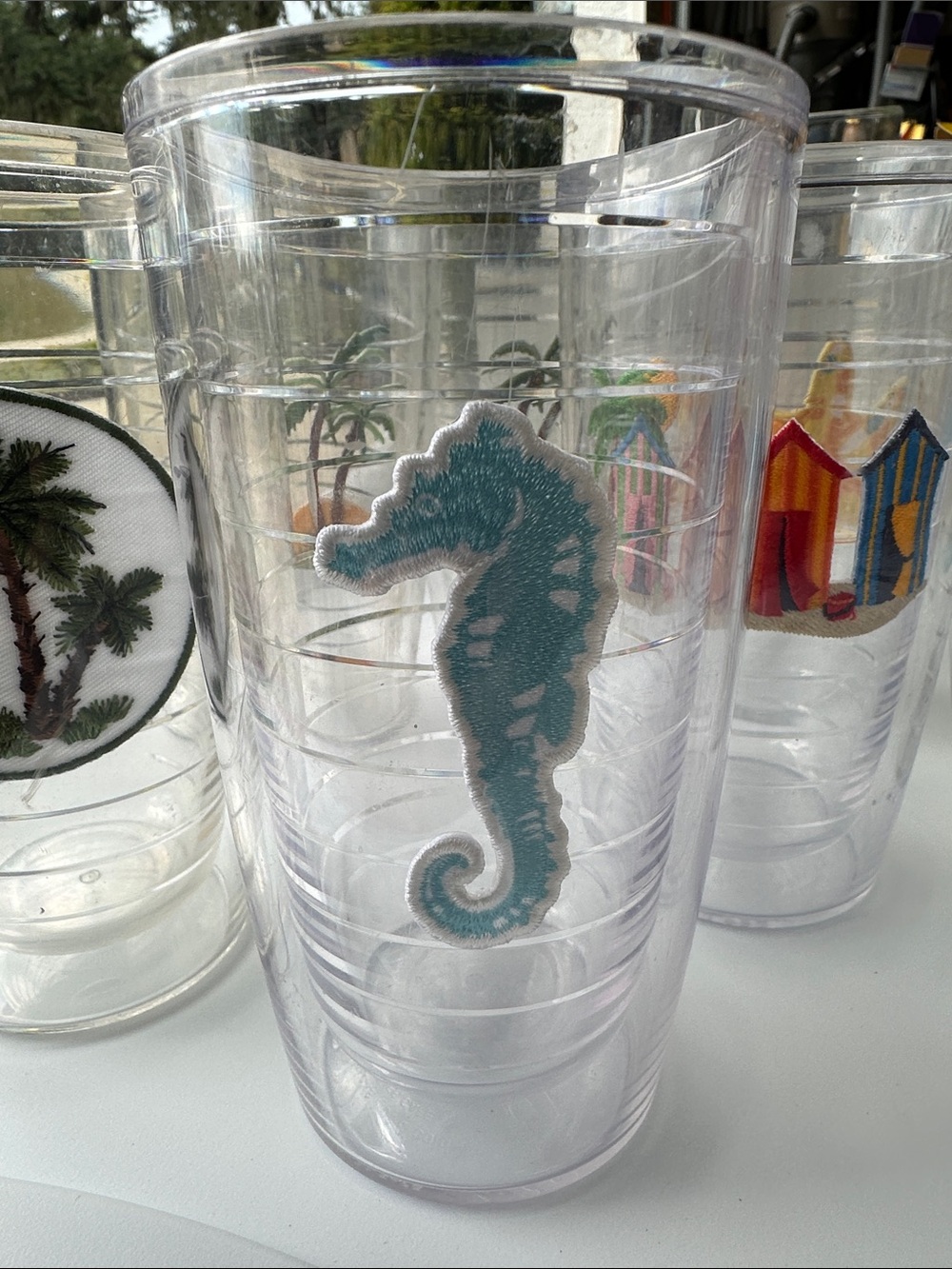TERVIS TUMBLER set of 8 coastal beach acrylic 16oz cups starfish palm tree sea - Picture 4 of 11